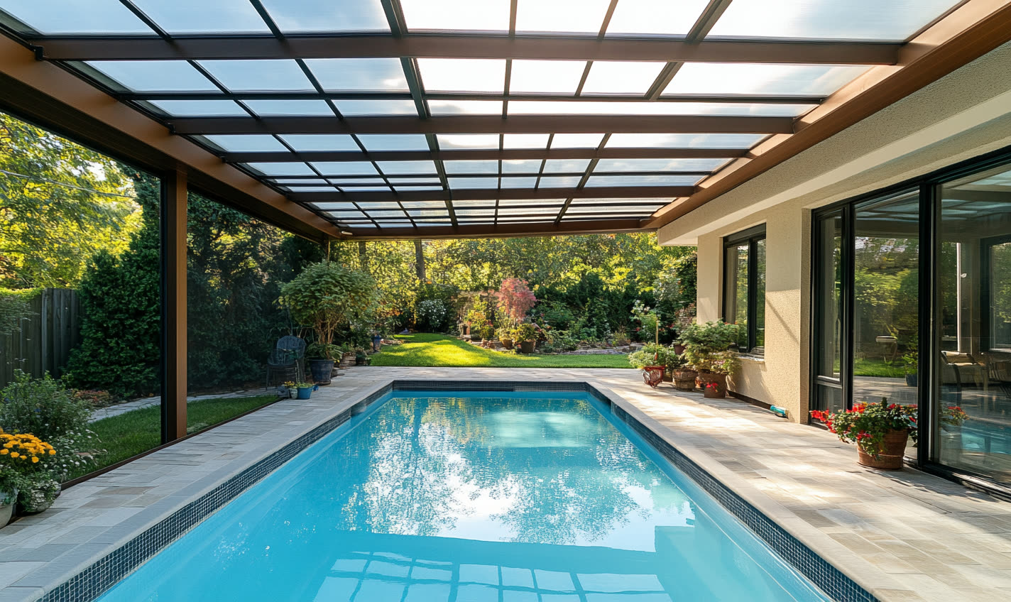 Backyard swimming pool cover